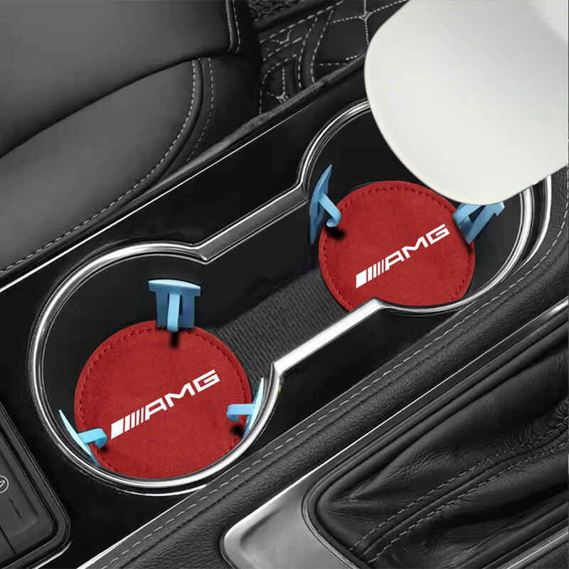 2PCS PU Leather Car Cup Holder Waterproof Coaster Accessorie for Mercedes Benz AMG W205 W211 W212 W213 W177 W247 W176 W205 W108