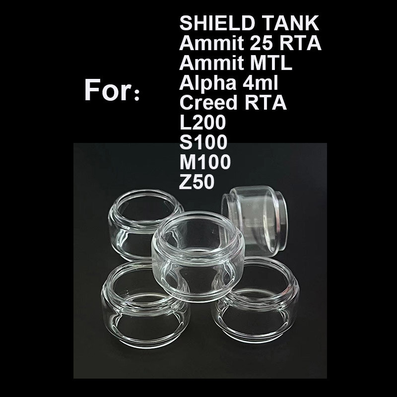 5PCS Bubble Fat Glass Tube For L200 S100 M100 Z50 SHIELD Tank CREED Ammit 25 RTA  Ammit MTL Alpha Mini Glass Tank