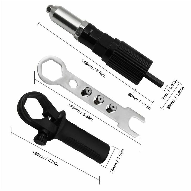 Kit de adaptador de pistola de remaches profesional, herramientas de inserción de tuercas, remachadora, 4 piezas, diferentes pernos de boquilla a juego