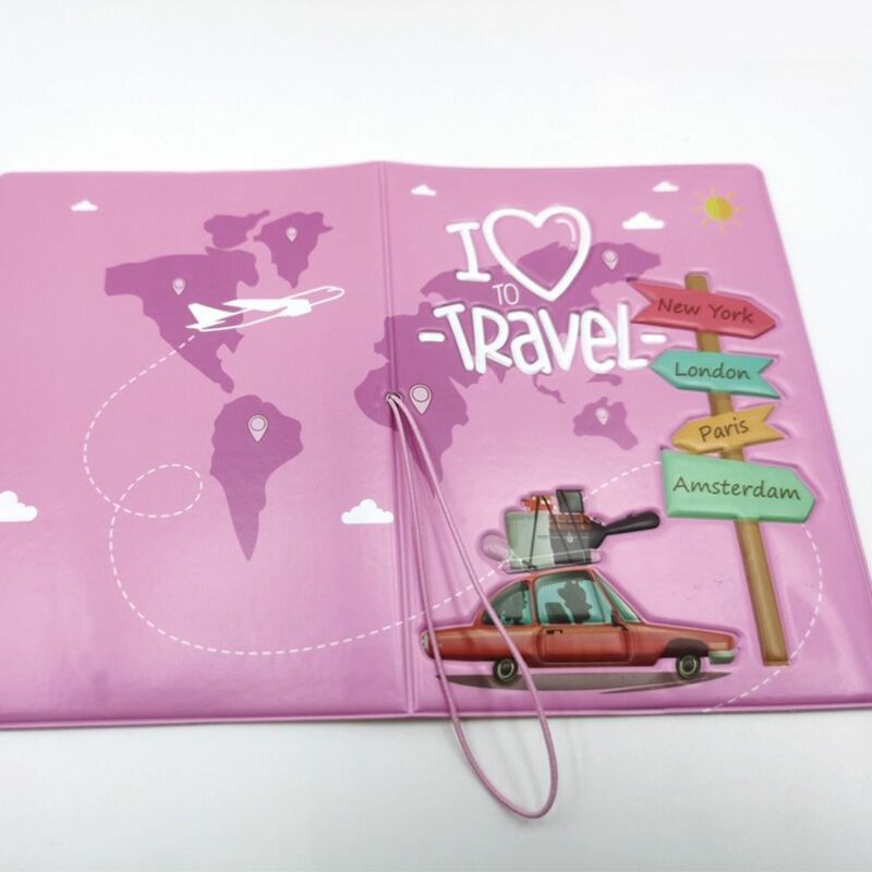 New Design Cute Travel Accessories Passport Holder PVC Leather Travel Passport Cover Case Card ID Holders
