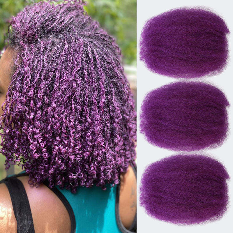 50 G/stk Nieuwe Paarse Kleur Remy Hair Extensions Afro Kinky Bulk Human Hair Extensions Voor Vlechten Dreadlock #2 #4 99j