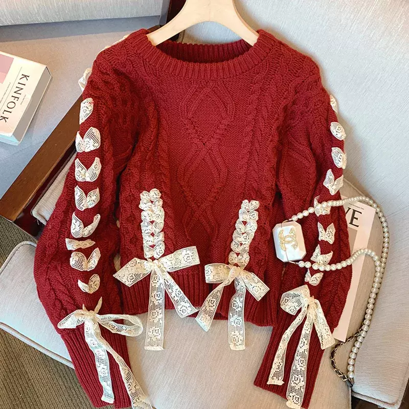 Pullover bertali wanita, dirancang longgar santai harian semua-cocok Mode Korea muda menarik kepribadian musim semi gadis manis
