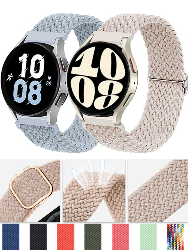 Bracelete de Loop Solo Trançado, 20mm, 22mm Band para Samsung Galaxy Watch 4, 5, 6, 5 Pro, 6 Classic, Gear s3, Active 2, Huawei GT 2e, 3, 4 Correia
