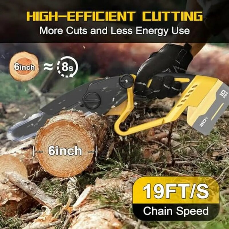 6 Inch Cordless Mini Chainsaw Dewalt 20V Max Battery Powerful Motor Easy Installation Compatible with DeWalt Batteries Safety