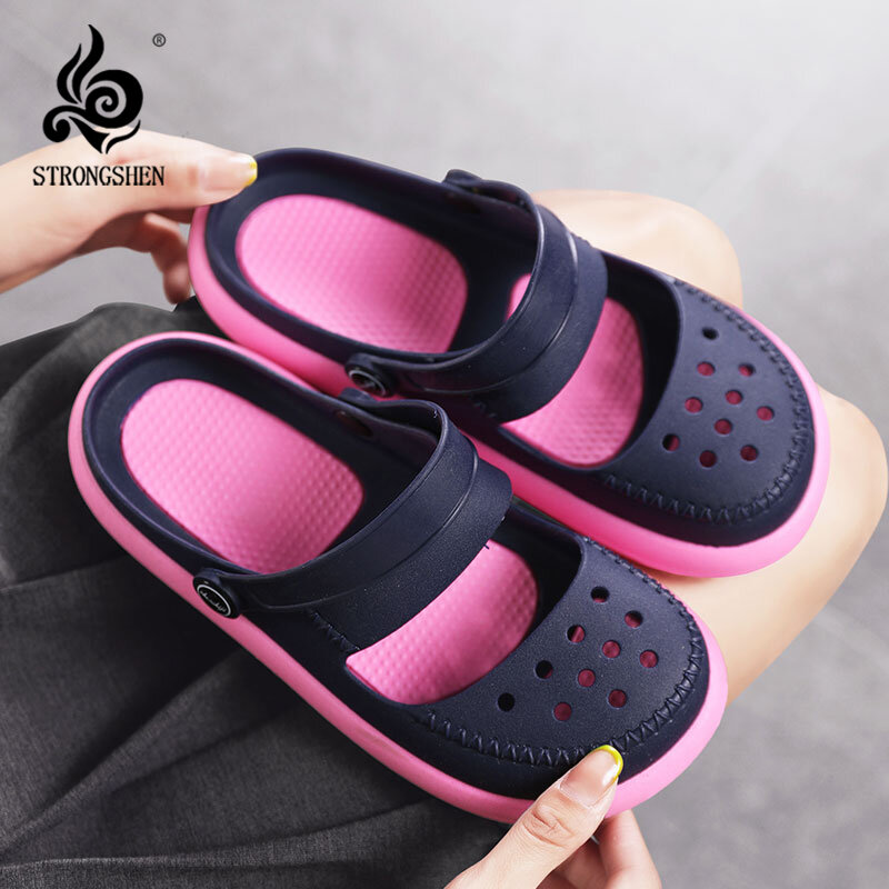 STRONGSHEN pantofola da donna estate giardino zoccolo sandalo moda spessa foro inferiore scarpe antiscivolo Baotou pantofola sandali da spiaggia all'aperto