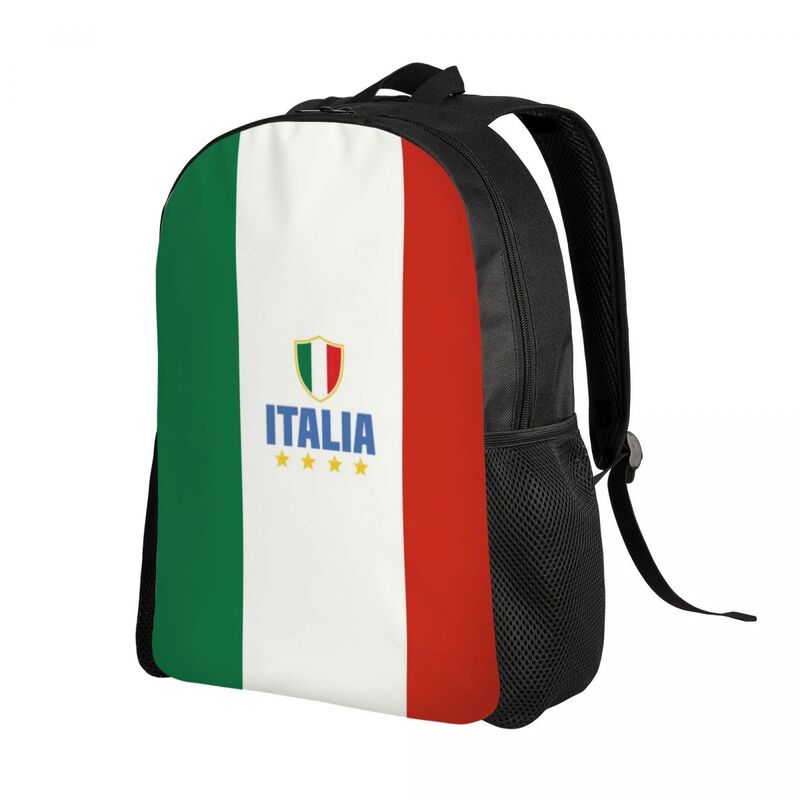 Mochilas personalizadas con estampado 3D de la bandera de Italia para niñas, niños, escuela, universidad, bolsas de viaje para hombres y mujeres, bolsa de libros para computadora portátil de 15 pulgadas