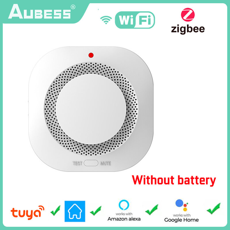Tuya-Detector de humo con Wifi para el hogar, alarma inteligente de 90dB, protección contra incendios, aplicación Smart Life