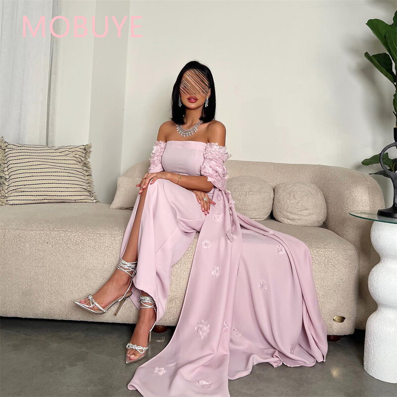 MOBUYE 2024 Arab Dubai Off The Shoulder Prom Dress Sleeveless With Ankle Length Evening Fashion Elegant Party Dress For Women