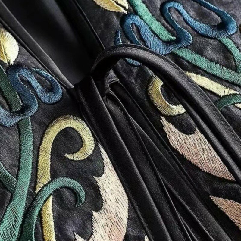 Abrigo corto de hilo Xiangyun de seda Artificial de estilo chino, cárdigan de manga larga con estampado de estilo nacional de industria pesada, novedad