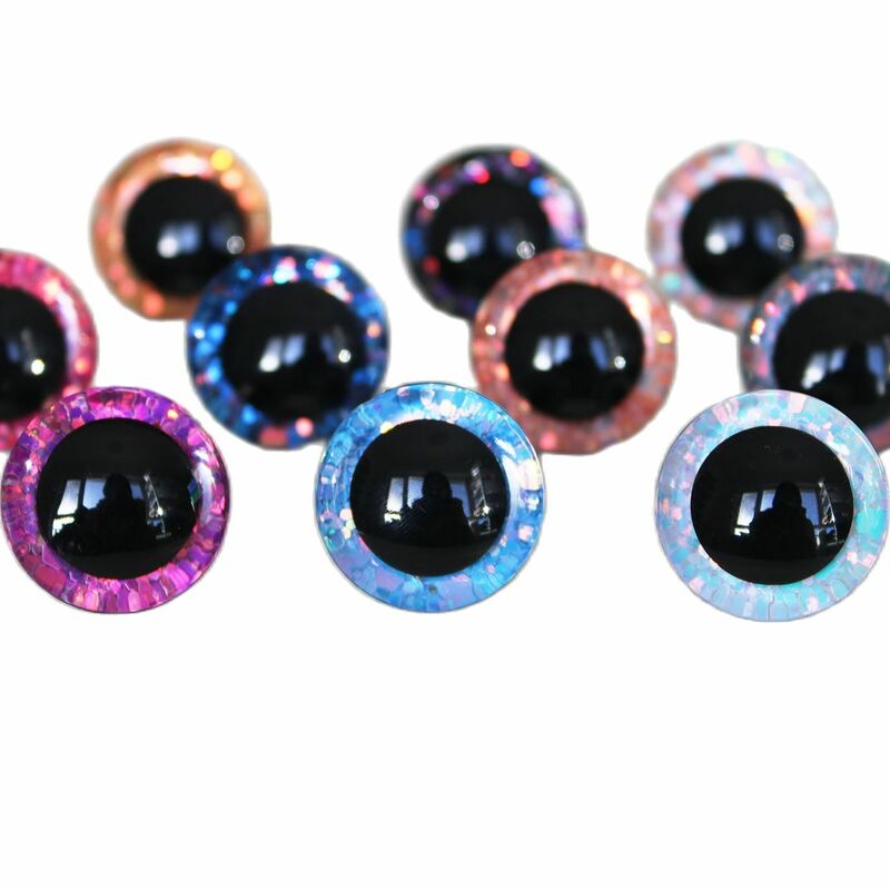 20 pièces 9mm à 35mm artisanat yeux nouvelle mode super 3D paillettes jouet sécurité yeux poupée pupille yeux avec rondelle-couleur option-T10