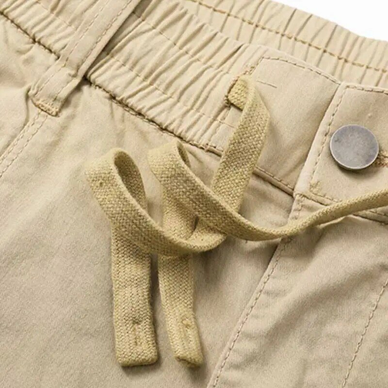 Short de sport en pur coton respirant pour hommes, pantalon cargo multi-poches, mode masculine décontractée, monochrome, mince, été