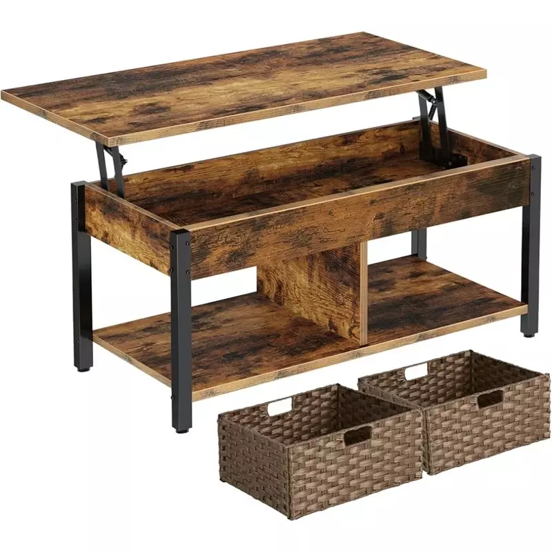 41,7 ”Ретро Центральный деревянный стол и металлическая рама для гостиной стеклянный журнальный столик дерево Деревенский коричневый стол боковая мебель
