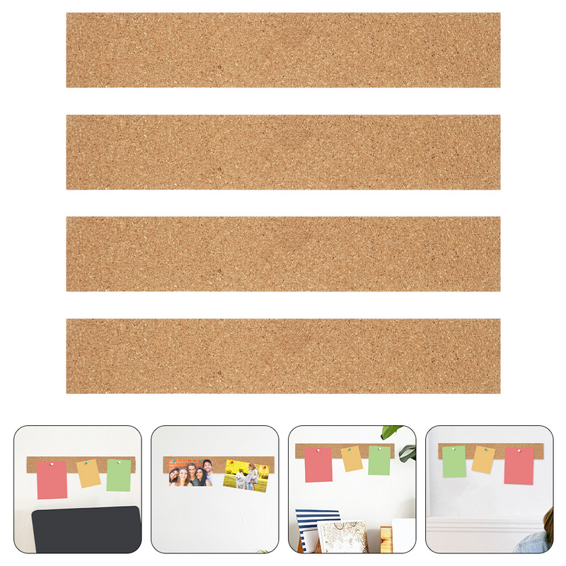 4 buah strip gabus perekat ornamen buletin rumah kantor Strip buletin kertas tanpa bingkai alami strip buletin berperekat