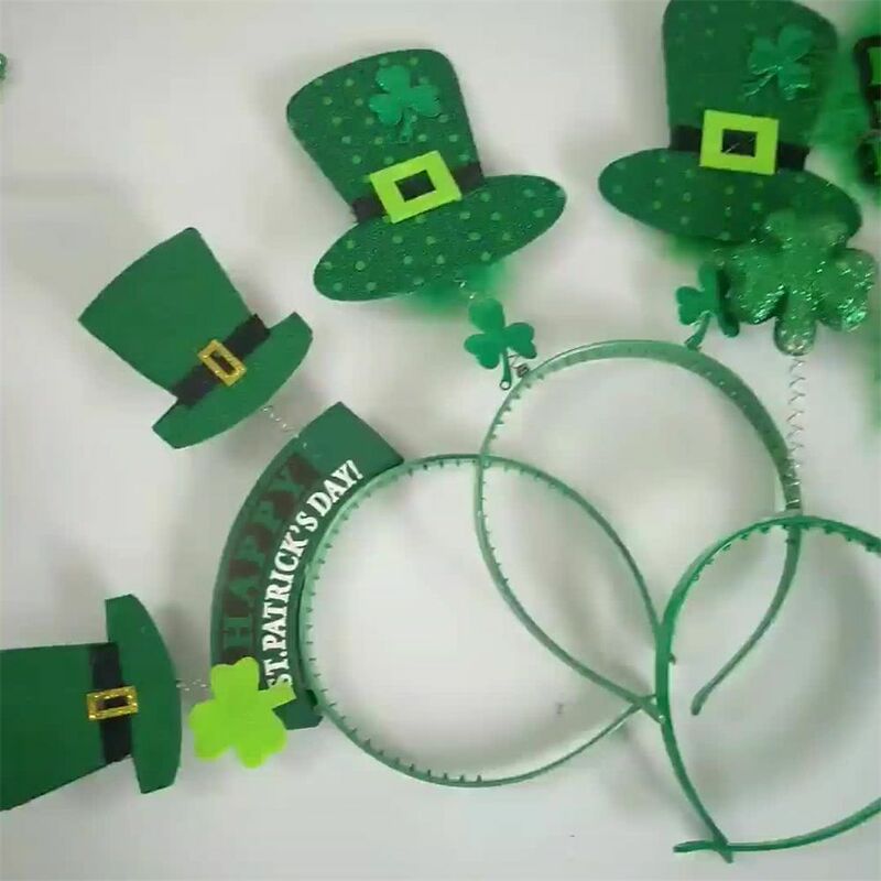 Diadema verde de la suerte para decoración, banda para el pelo del Día de San Patricio, sombreros de trébol, accesorios de vacaciones