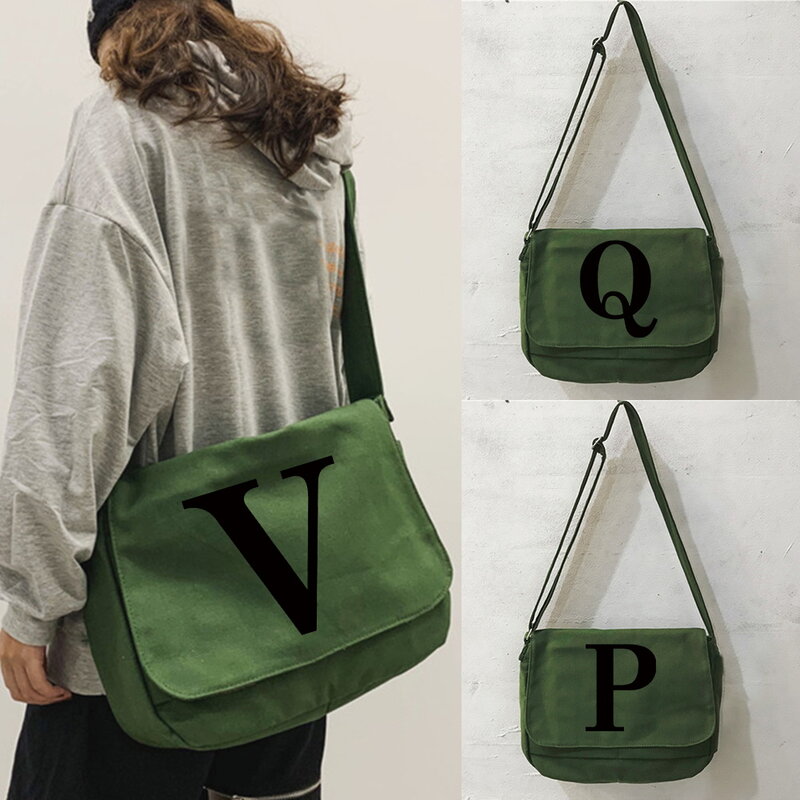 Messenger Bag Versatile Multi-function Messenger Bag College Students In Class Portable Simple One-shoulder Black Pattern Bags