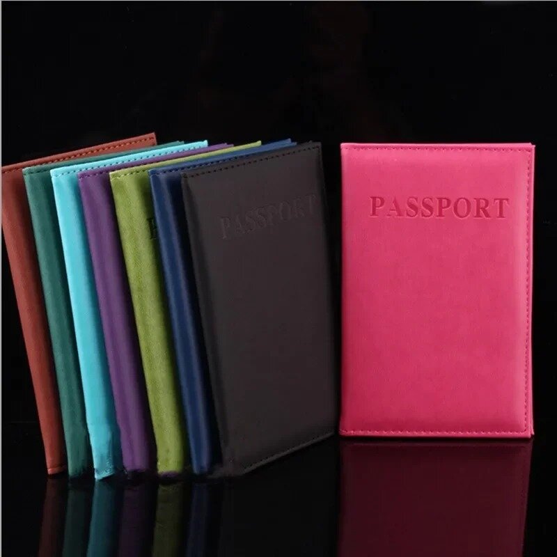 Couverture de passeport en cuir PU, porte-documents, porte-carte d'identité, accessoire de voyage, haute qualité, anglais