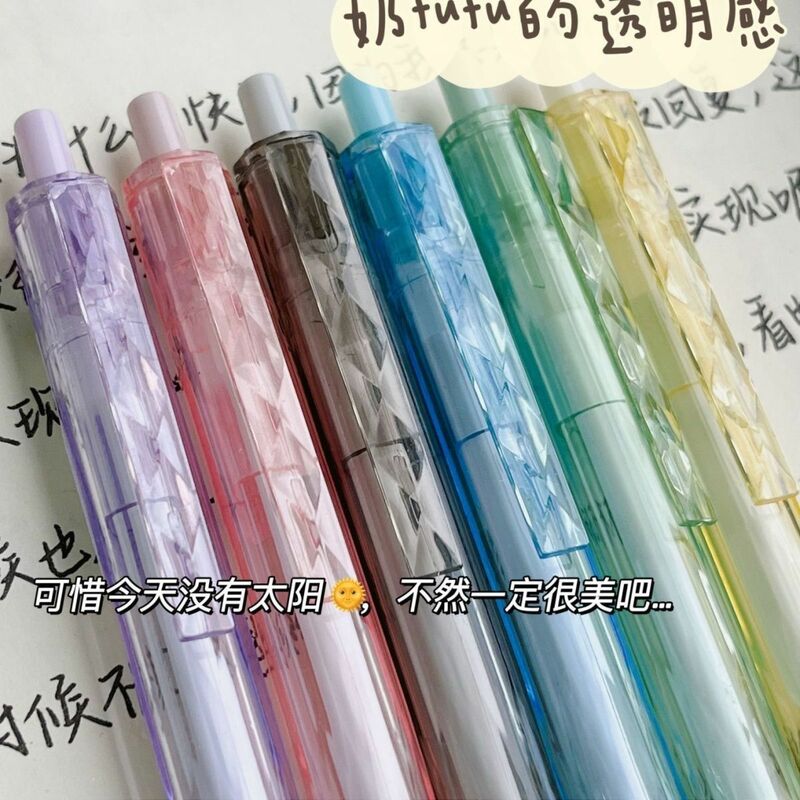 3Pcs Retractable Press Writing Pen Kawaii Transparent Color Crystal Ink Pen Office School Stationery 0.5mm Testing Pens Gift