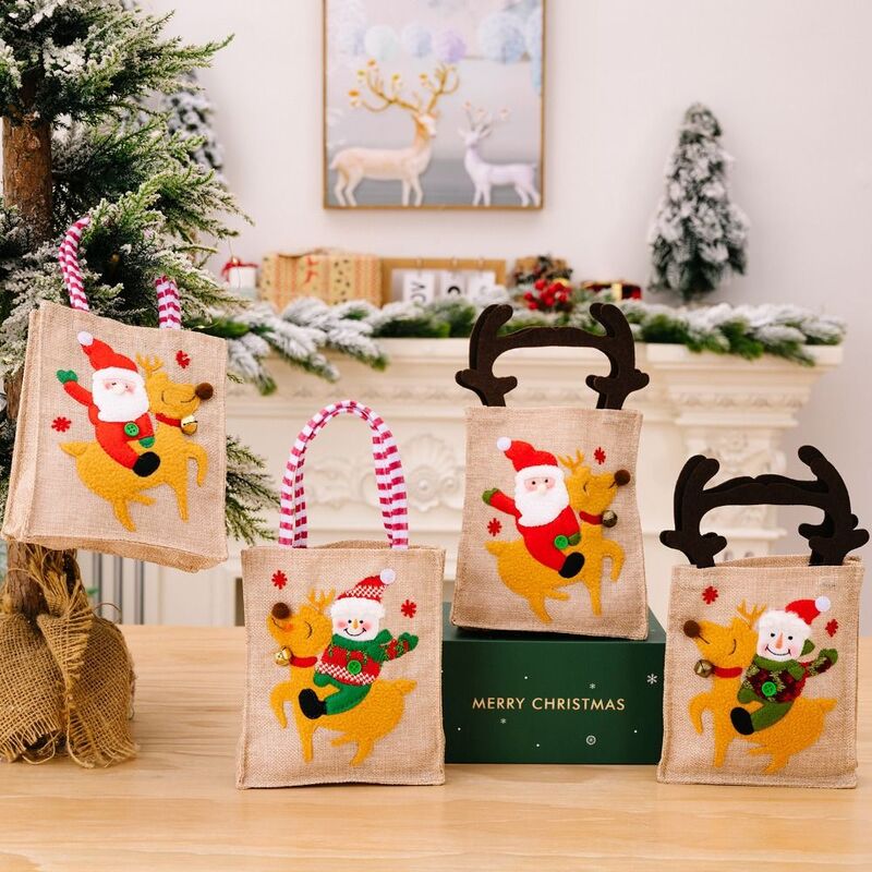 Simpatica borsa in feltro grande borsa in Nylon pupazzo di neve borsa per caramelle cestino portaoggetti borsa in stile natalizio per cartoni animati borsa femminile