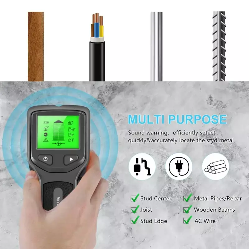 5 In 1 Digital Metal Detector Find Metal Wood Studs AC Voltage Live Wire Detect Wall Scanner Electric Box Finder Wall Detector