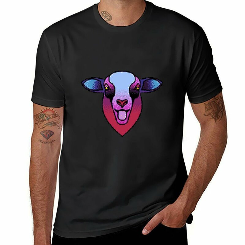 Футболка с изображением черной Овцы (Pixelated), летняя одежда, футболки на заказ для мужчин