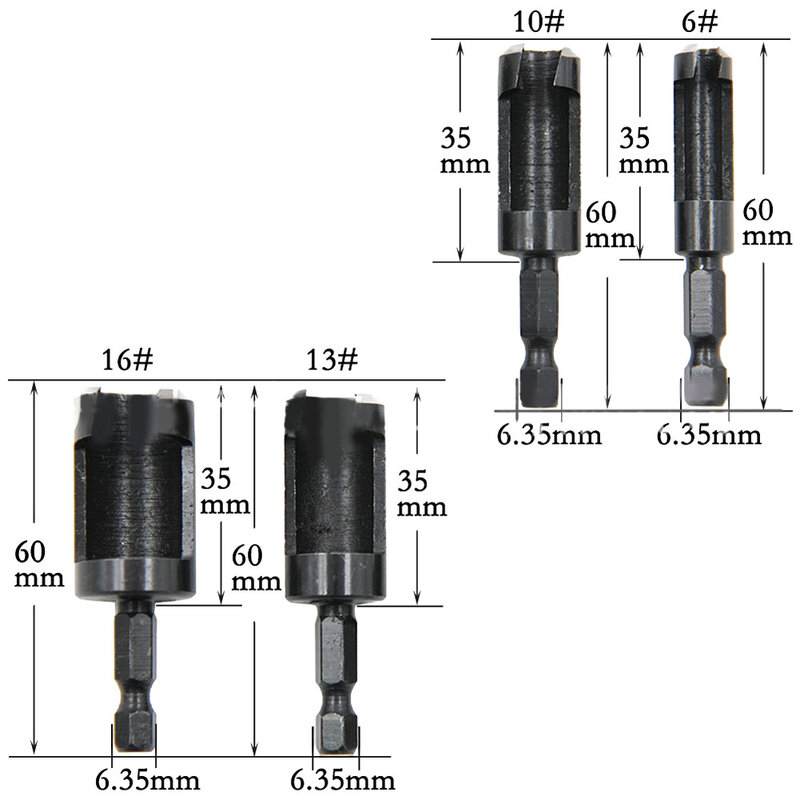 Madeira Plug Cutter Drill Bit Set, Remoção reta, Saca-rolhas, HSS, Carpintaria Expandindo Ferramenta, 4Pcs