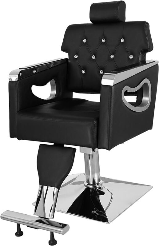 Sedia da barbiere reclinabile per impieghi gravosi, sedia da salone per lo Styling con poggiatesta e poggiapiedi, girevole a 360 °, regolabile in altezza, adatta a Ha