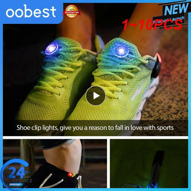 ไฟ LED ส่องสว่างสำหรับใส่วิ่ง1 ~ 10ชิ้น, ไฟคลิปหนีบรองเท้าไฟเตือนเวลาวิ่งขนาดเล็กใช้งานกลางคืนใช้งานได้หลากหลายคลิปเพื่อความปลอดภัยกลางแจ้ง