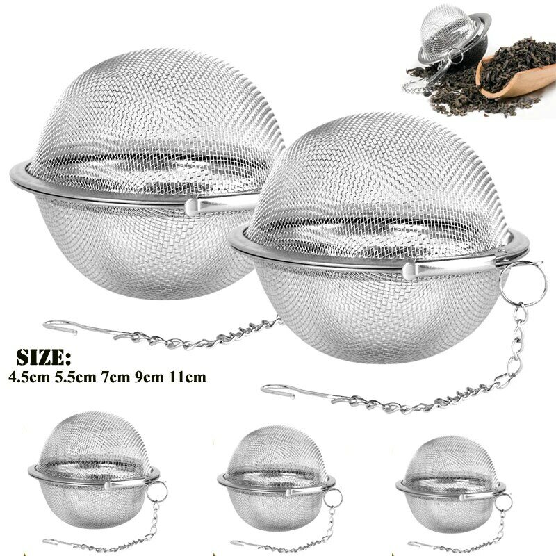 Aço inoxidável Sphere Tea Infuser, Locking Spice, Tea Ball Coador, Infusor de malha, Filtro Filtros, Acessórios de cozinha, 1-5Pcs