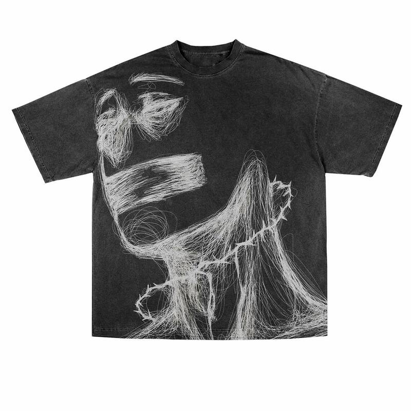 Camiseta gótica abstracta Y2k para hombres y mujeres, ropa de calle gótica suelta informal de gran tamaño, camisetas gráficas Harajuku Hip Hop con personalidad