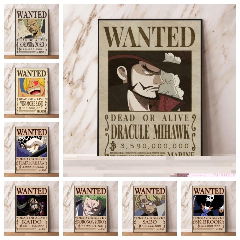 Canevas of Customs of One Piece Brook WANTED, Japanese Anime, Prhonneur and Prhonneur, Living Room, High Quality Art, Best Gift