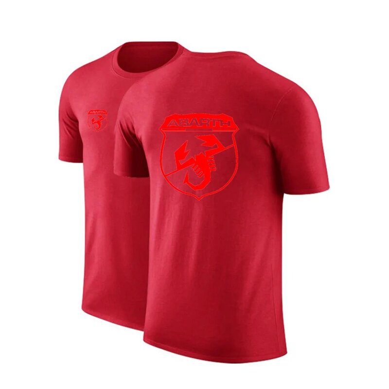 Męska koszulka Abarth Summer Simplicity Zwykła koszulka z krótkim rękawem i okrągłym dekoltem Sportowy, swobodny nadruk Wysokiej jakości wygodne topy