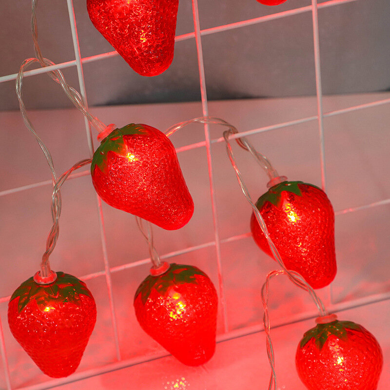 빨간 딸기 조명 스트링 어린이 방 장식 램프, 10 LED 램프 조명, 빛나는 에너지 절약 INS 야간 조명, 1.5m, 신제품