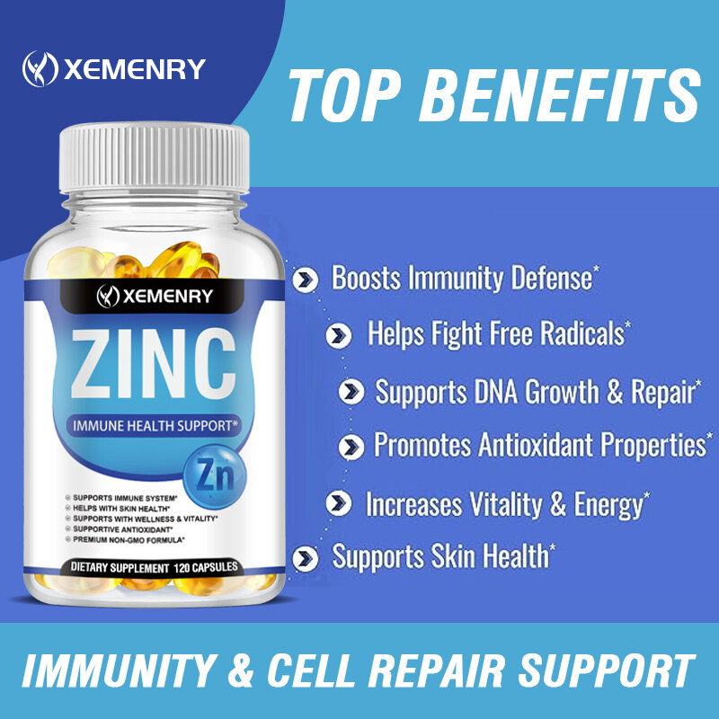 Zinc Capsules Support The Body's Immune Defense, Ultra Absorbable, Non-GMO, Gluten-Free, 120 Vegetarian Capsules