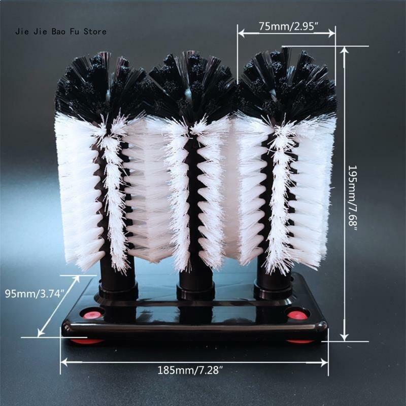 E8BD Glass Cleaning Brush, 3 Brush Glass Washer Triple Glass Rinser, Cup Washer Brush, Glass Brushes for Washing Glasses
