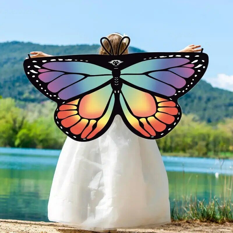 Sayap Kupu-kupu Kostum Kupu-kupu Sayap Peri Sayap Kupu-kupu Pelangi Biru Sayap Kupu-kupu untuk Anak Perempuan Balita