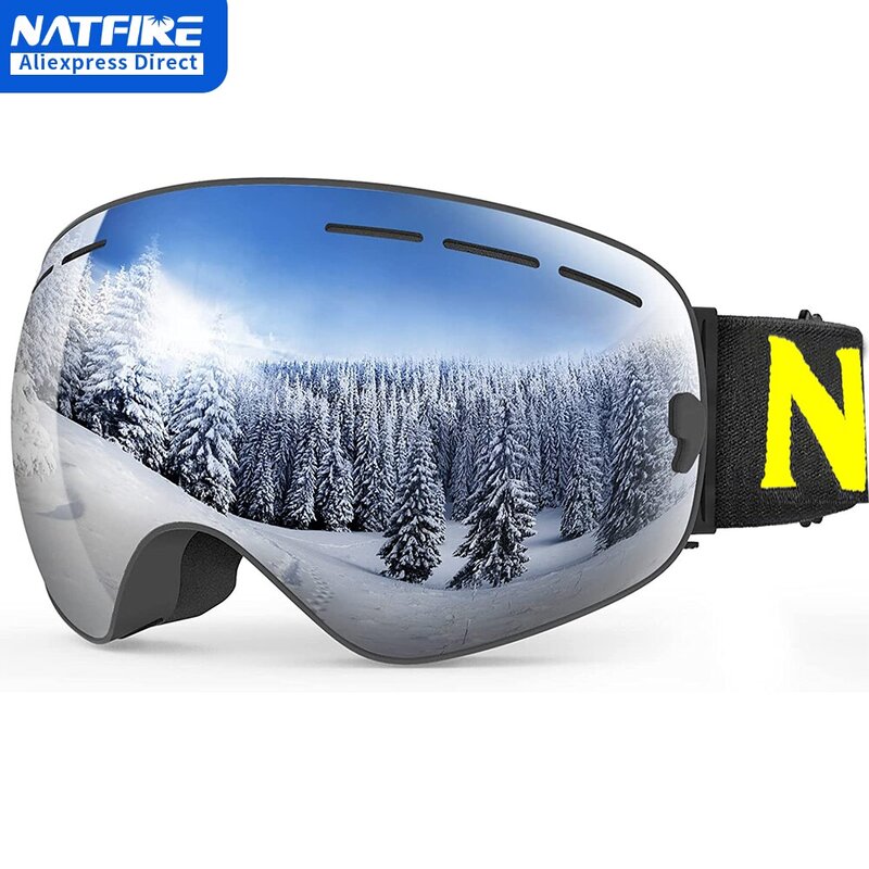 Natfire แว่นตาสกีสองชั้นกันฝ้า UV400สโนว์บอร์ดแว่นตาสโนว์โมบิลแว่นตาแว่นตากลางแจ้งเล่นสกี