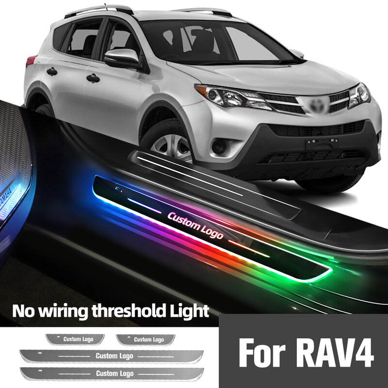 토요타 RAV4 1994-2023 2012 2013 2018 2019 자동차 문짝 씰 라이트, 맞춤형 로고 LED 환영 문턱 페달 램프 액세서리