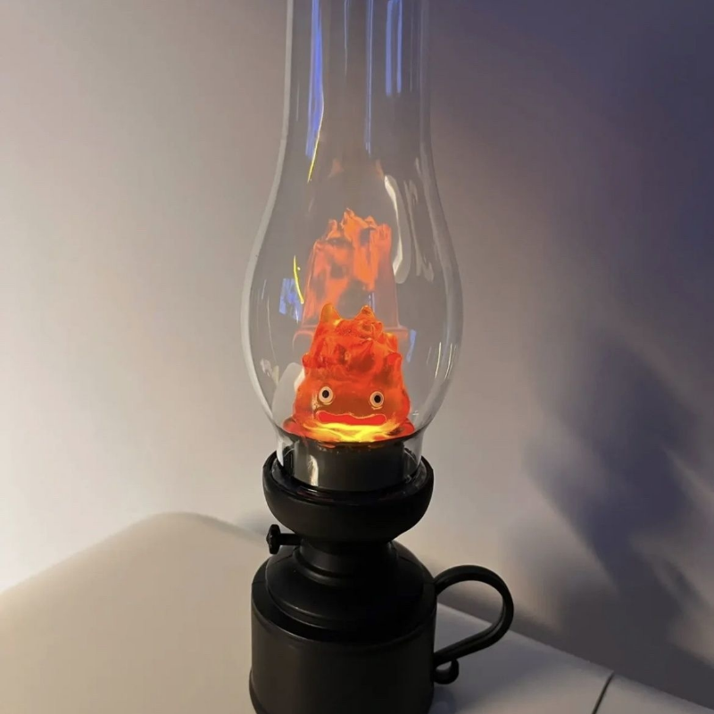 Ночник для Хэллоуина в ретро стиле, беспламенная декоративная лампа в виде кальцифера, мультяшная аниме керосиновая лампа-свеча, прикроватная настольная лампа для спальни