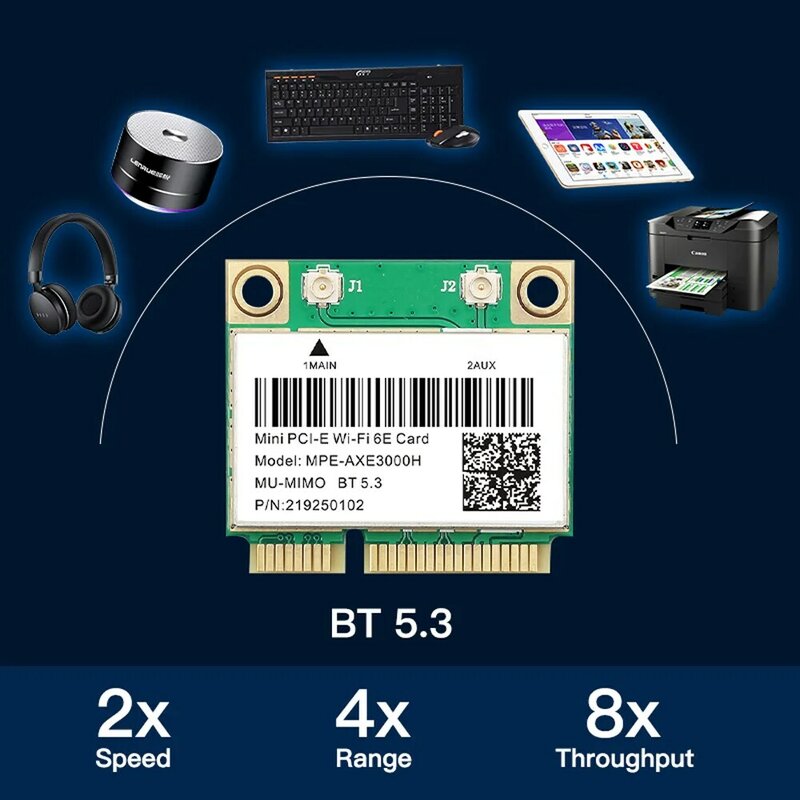 WiFi 6E 5374Mbps AX210 Bezprzewodowa karta sieciowa Mini PCI-E WiFi dla Bluetooth 5.3 802.11AX 2.4G/5G/6Ghz Wlan Adapter karty sieciowej dla Win10