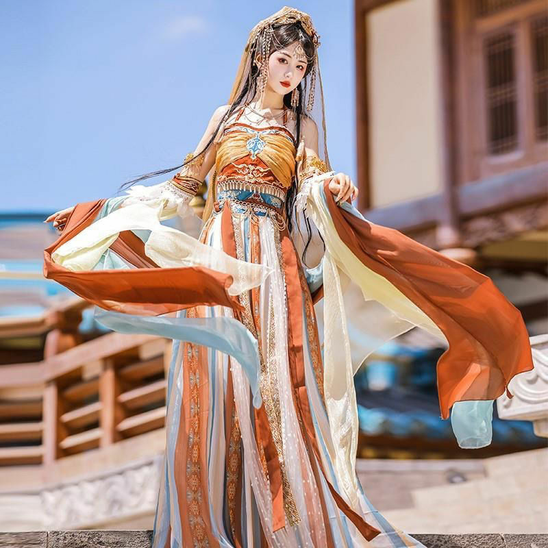 Hanfu disfraz de actuación de ancla de baile femenino original, adecuado para bailar y usar ropa de mujer, Otoño, India
