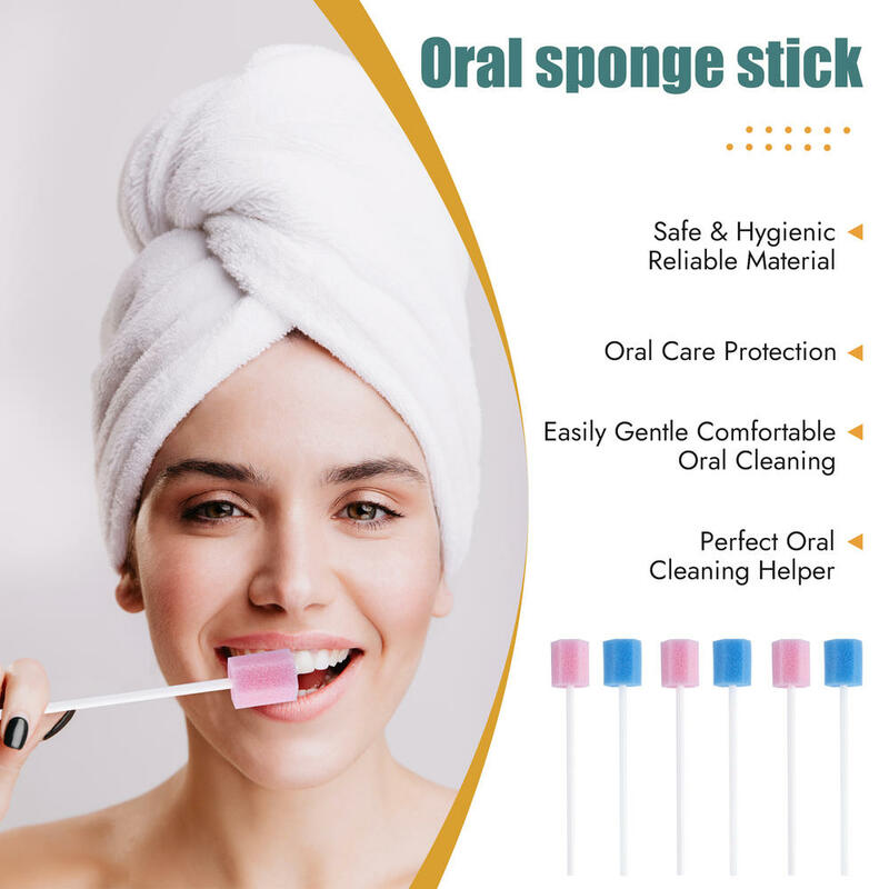 100PCS/Bag 13.5cm Oral Care Swab Mouth Disposable Sponge Head Dental Swabstick Oral Medical Use Oral Care For Mouth CleaningTool