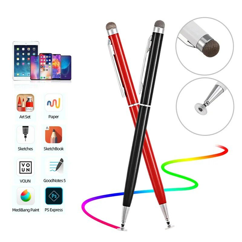 Guugee Universal 2 w 1 długopis Stylus do smartfona Tablet gruby cienki rysunek pojemnościowy ołówek Android mobilny ekran dotykowy