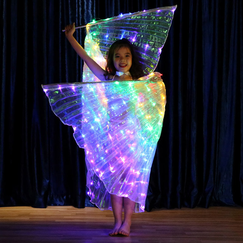 เสื้อคลุมสีเรืองแสงสีรุ้ง LED สำหรับนักเต้นงานปาร์ตี้งานปาร์ตี้รูปปีกผีเสื้อเรืองแสง
