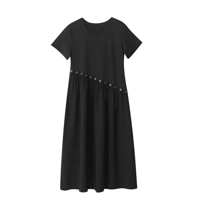 Czarna damska letnia leniwa, luźna sukienka Retro z wysokim zmysłem, 2023 nowa sukienka z charakterem, gruba siostra, luźna sukienka