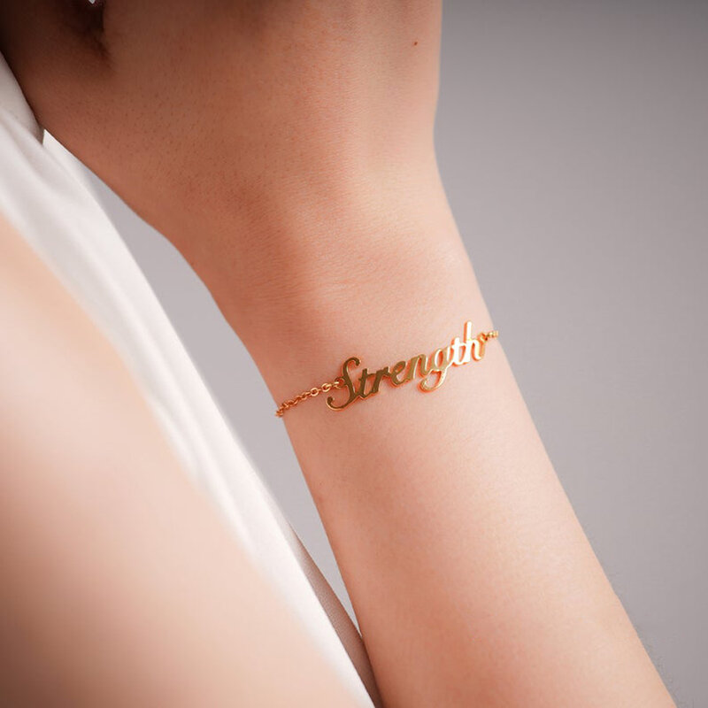 Personalizado nome personalizado pulseiras para mulheres de aço inoxidável corrente de ouro charme ajustável pulseiras exclusivo bff jóias presente