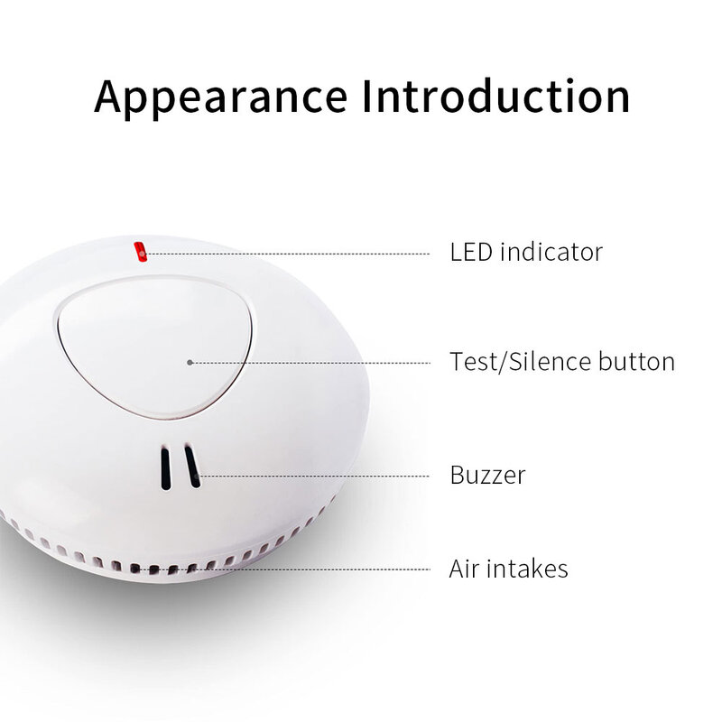 10-Year Battery life Smoke Detector Fire Alarm Smart Home Security Protection Sensor 85db High Decibel With EN14604 Certified