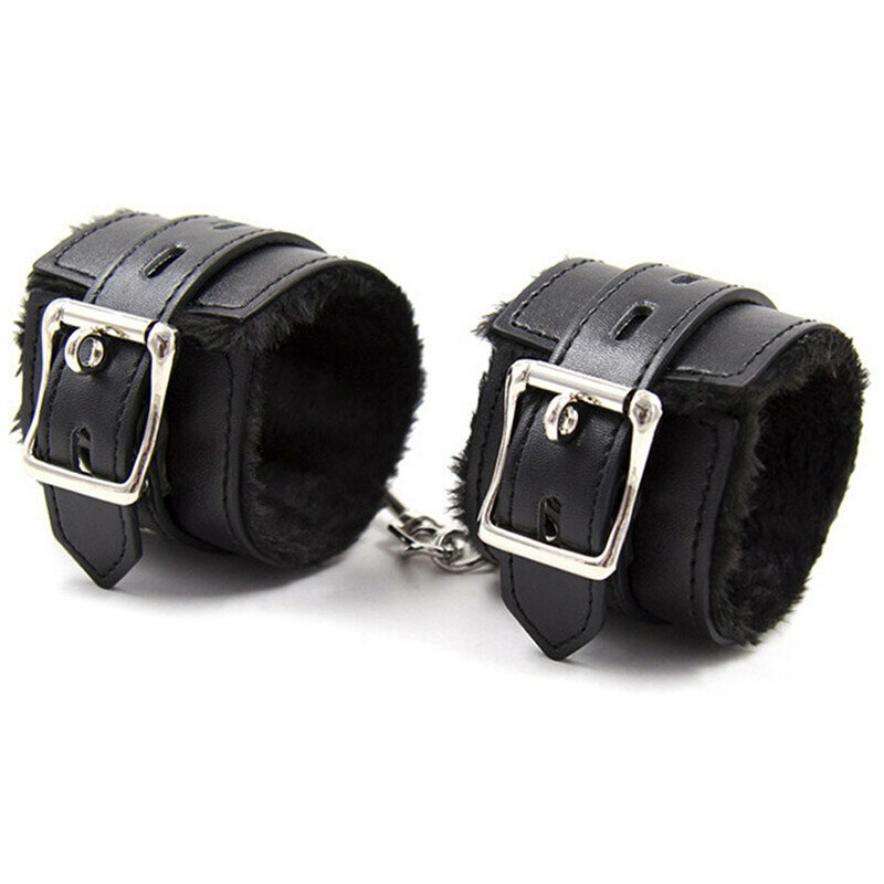 Handcuffs Sexy Metal Adjustable PU Leather Plush Restraints Slave Erotic Wives Cuff Sex Toys for Couples Adult Games Supplies