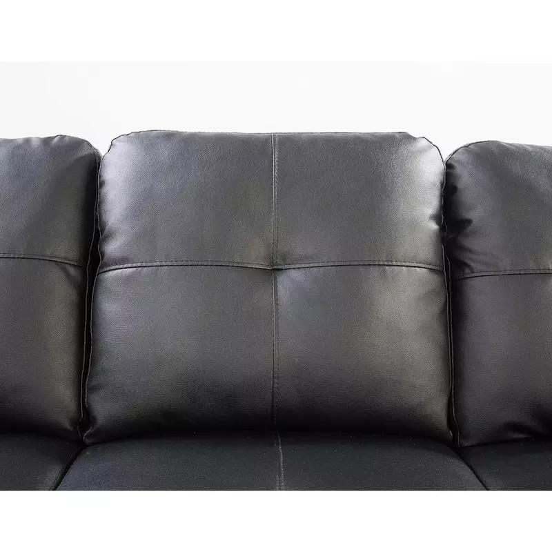 Sofa ruang tamu berbentuk L 6 tempat duduk, luas dengan ottoman yang bisa dilepas, sofa bagian berlapis kain kulit imitasi