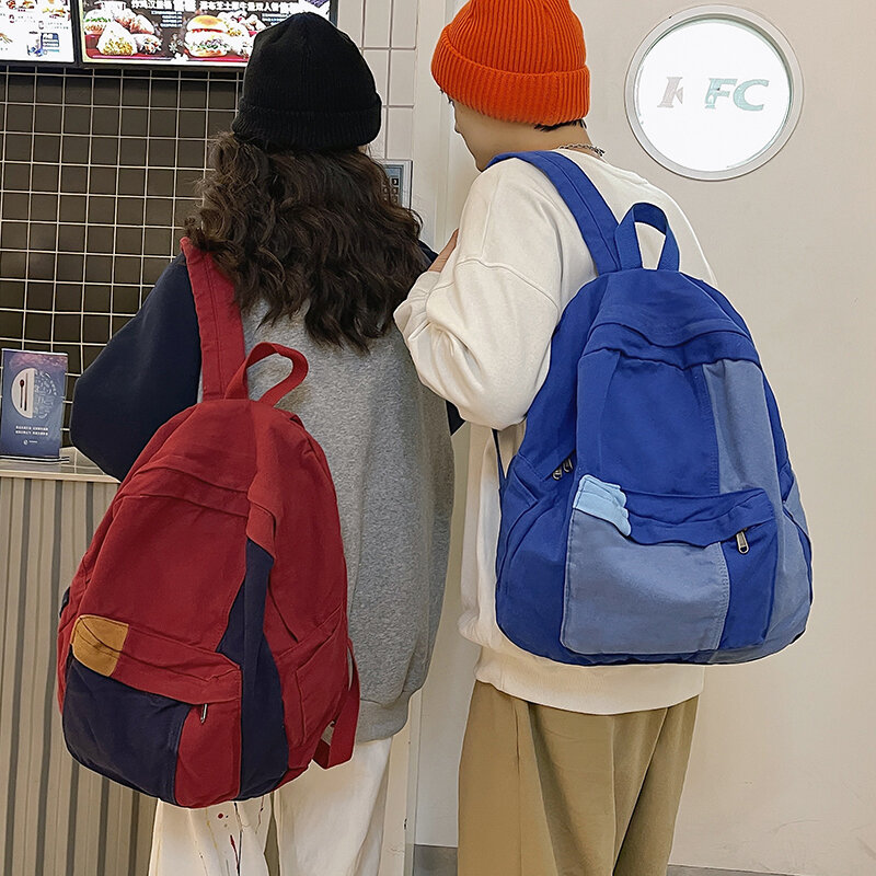 Plecak płócienny z panelami dla kobiet, Kawaii, dziewczyna, dziennik podróży, szkoła, panie, plecaki na laptopa, uroczy, plecak podróżny, tornister
