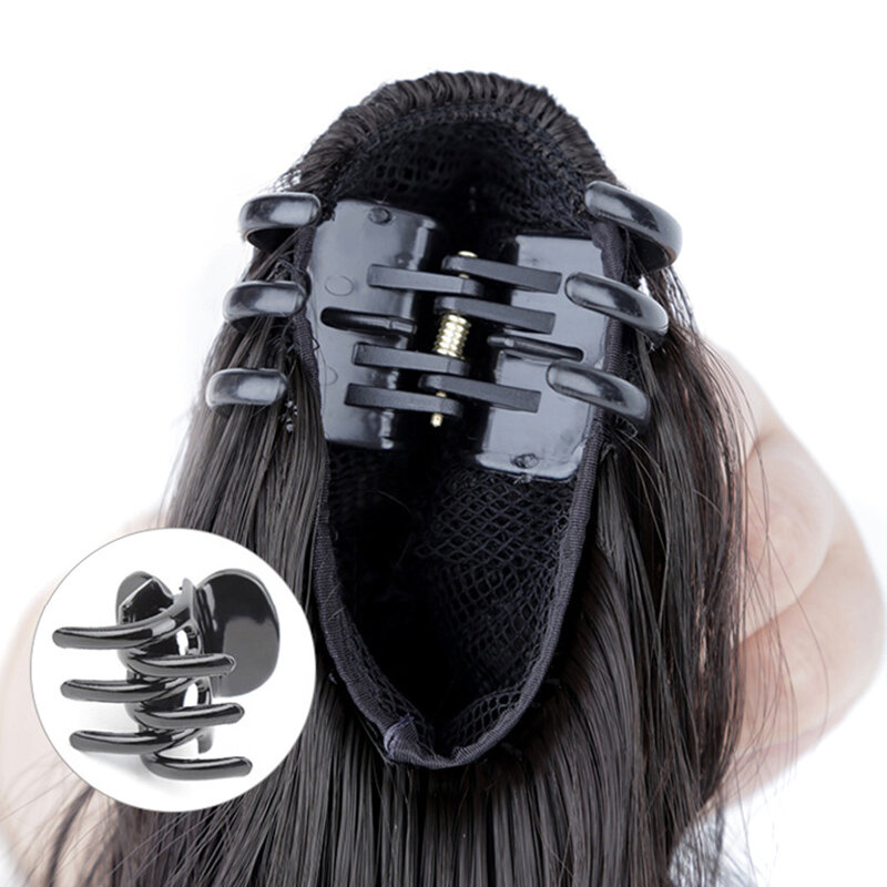 Modne gradientowe przedłużanie włosów długie peruki z kręconymi włosami dla kobiet odporny na ciepło syntetyczny kucyk czarny do niebieskiego do codziennego użytku